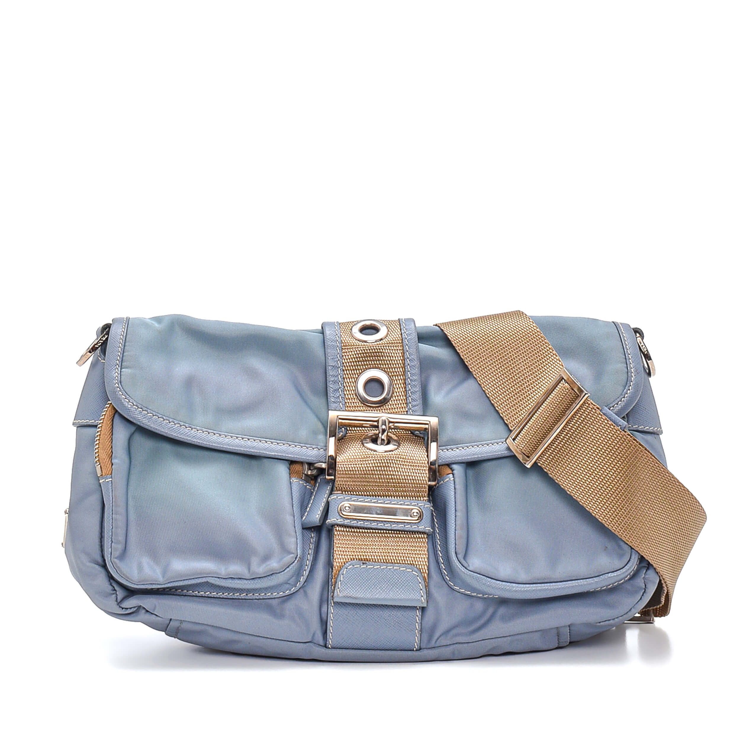 PRADA - Baby Blue Nylon Baquette Bag